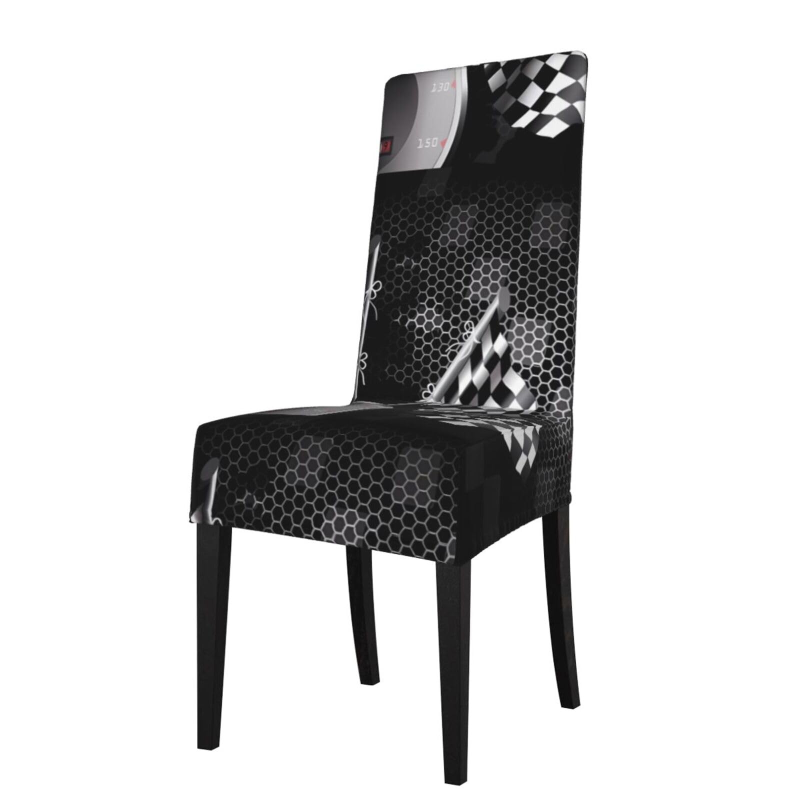 YYHWHJDE Checkered Flag Racing Prints Protection Cover for Dining Chair – Stretchable Slipcovers for a Refreshing Dining Room Makeover