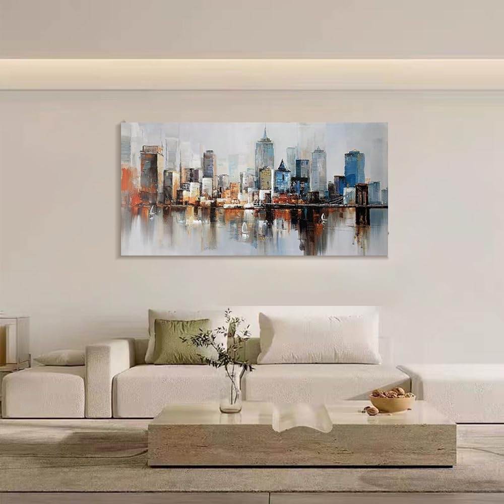 IHHGNB Contemporary Abstract Canvas Artwork Depicting New York, Cityscape Painting for Decoration Canvas Prints Wall Pictures(20x40cm(8x16in)/No frame)
