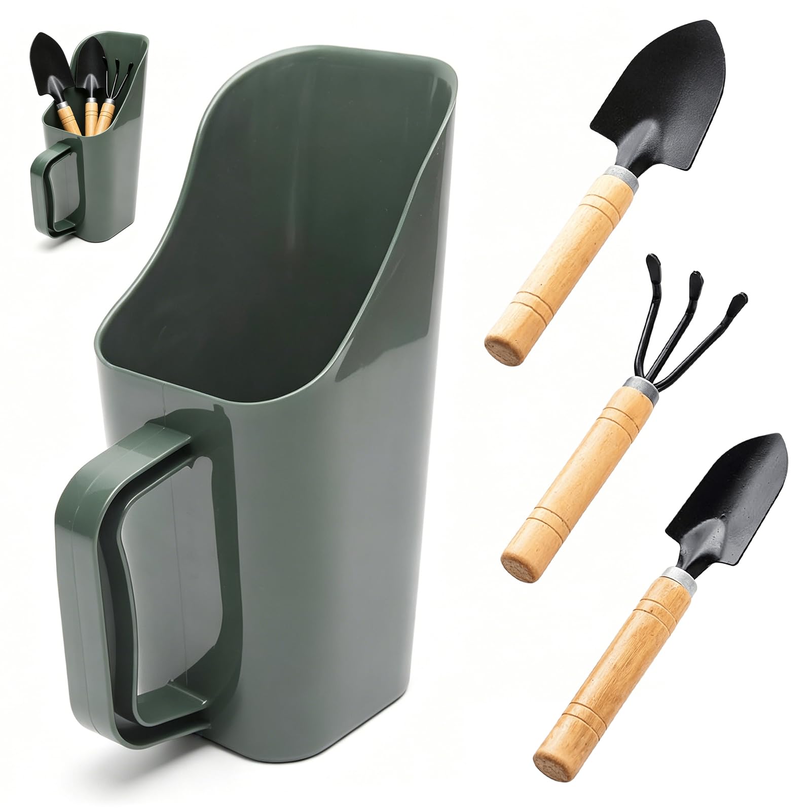 Heropen 4PCS Handy Garden Scoop Set, Garden Shovel Trowel and Rake