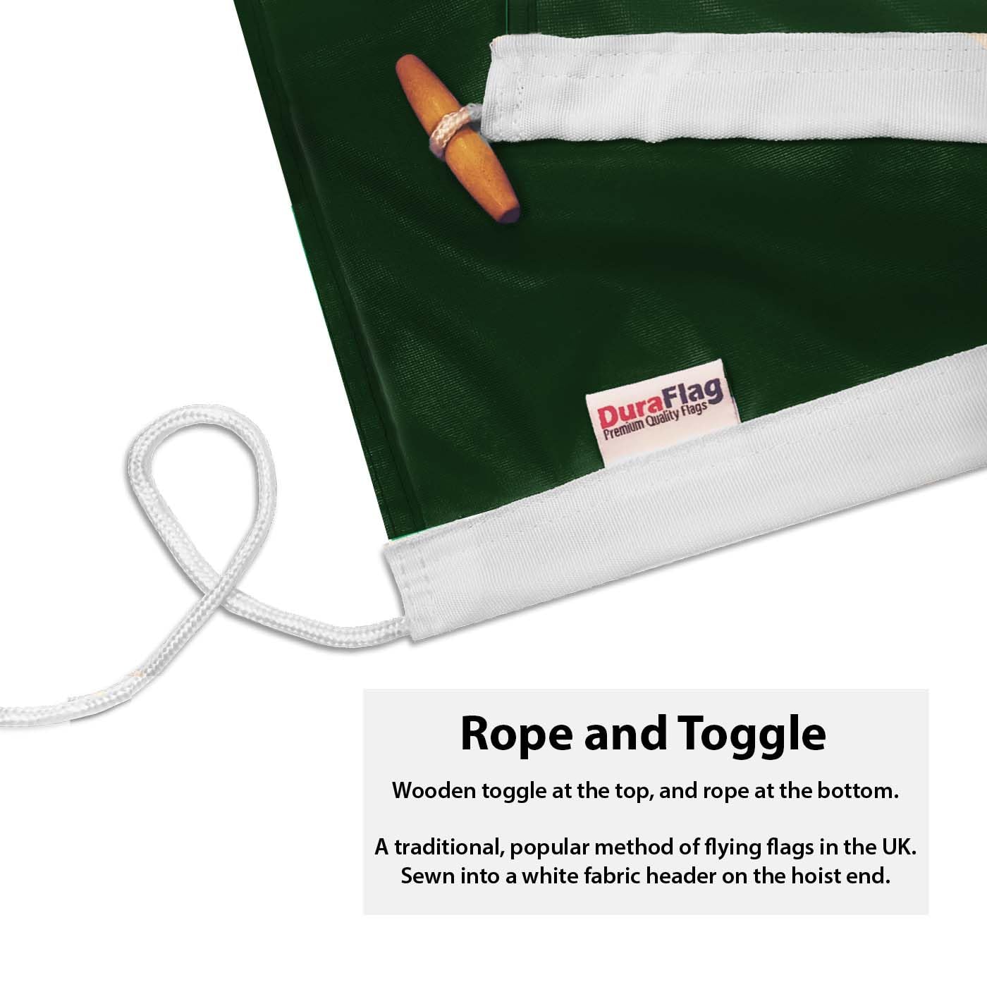 DuraFlag Royal Green Jackets (RGJ) 3ft x 2ft Flag Premium Quality With Rope & Toggle Reinforced Stitching 90cm x 60cm British Army Regiment Flag Heavy Duty Polyester Weatherproof Fade Resistant - Image 2