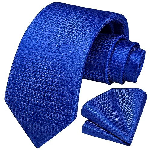 Image of HISDERN Ties for Men Solid Houndstooth Neckties Handkerchief Formal Business Tie & Pocket Square Set Wedding Party