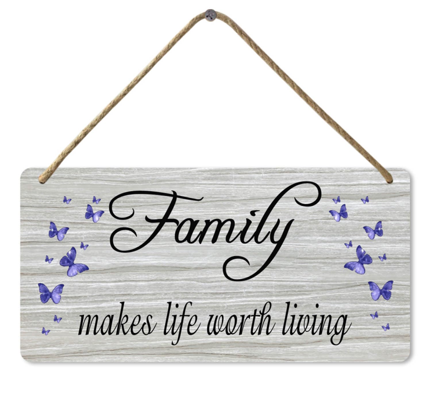 Family Makes Life Worth Living Wooden Sign Family Home Sign Plaque Rustic Wooden Home Wall Sign, 8x12 Inch