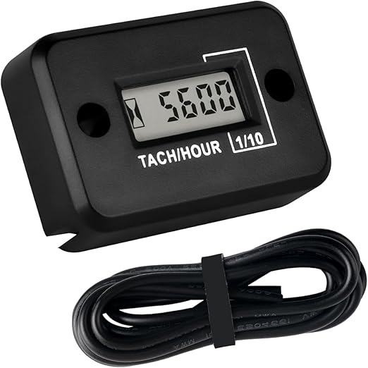 Runleader Digital Mini Tach Hour Meter,TOT Hours Accumulate,Real-time RPM Display,Battery Operation for ZTR Lawn Mower Tractor Generator Outboard ATV Chainsaw Marine Snowblower.