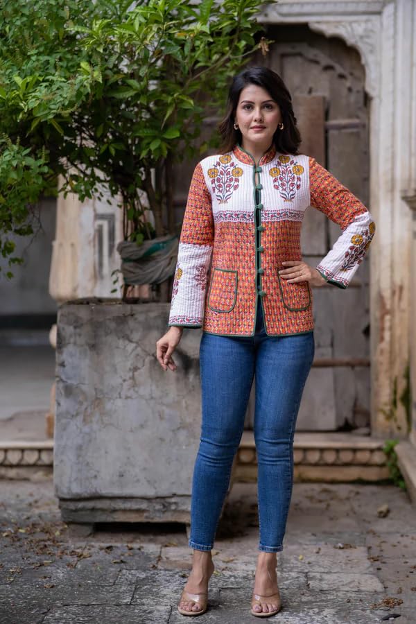 Image of Jackets for women | Cotton Quilted Reversible Short Jacket | Double Sided Warm Outerwear Coat for women |Jacket for women winter wear