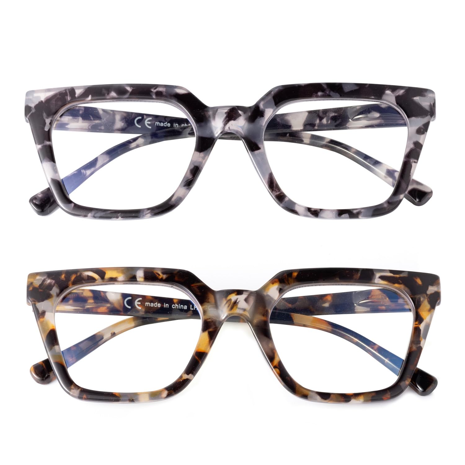 SKYWAY Übergroße Blaulichtfilter Brille Damen Herren, Stilvolle Retro Quadratische Computerbrille Blaulicht Brille Ohne Stärke Blendschutz