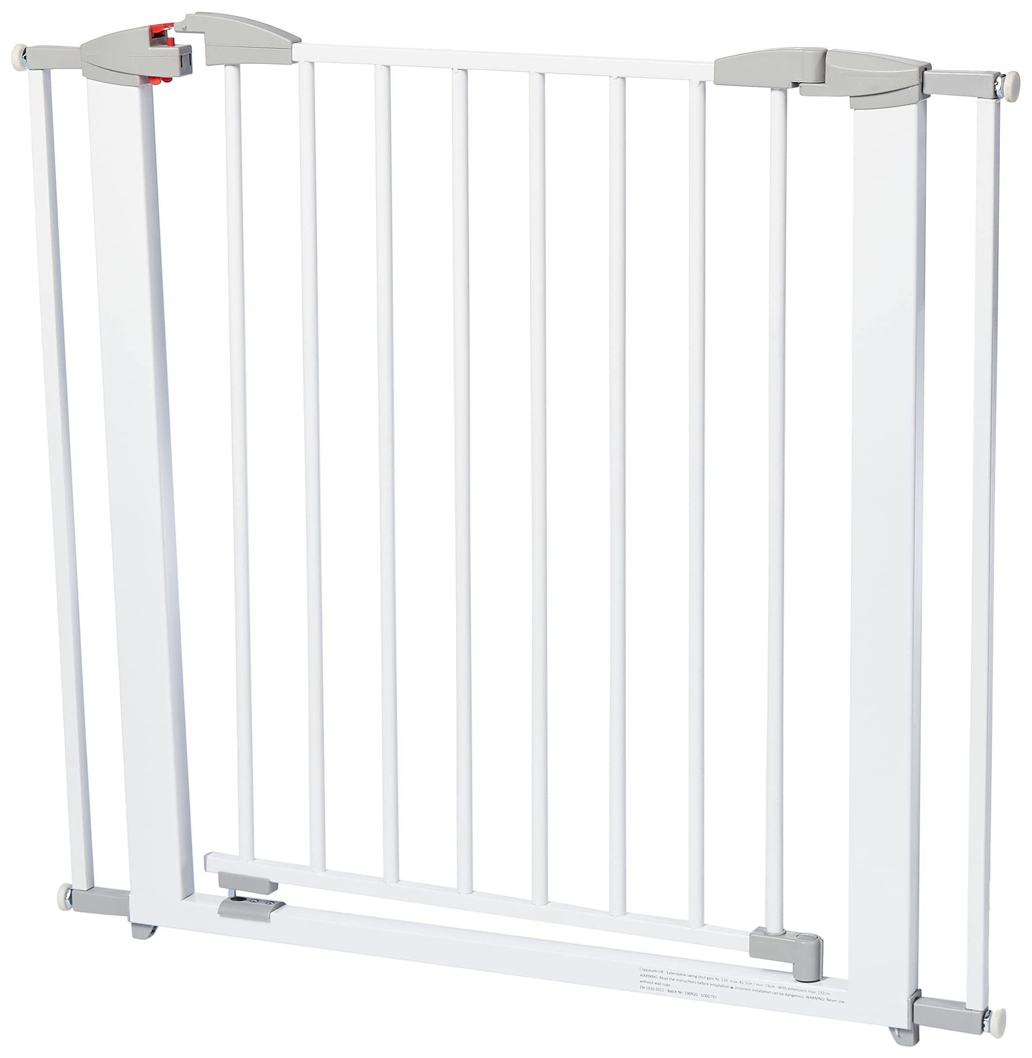 Clippasafe Child Safety Indoor/Outdoor Swing Shut Extendable Gate, 73-96cm - Metal (White)