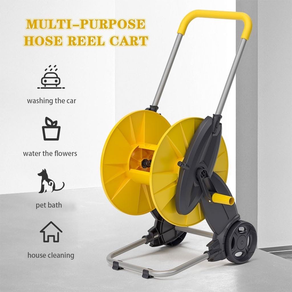 Tragbarer Gartenbewässerungswagen mit Schlauchtrommel, Schlauchwagen mit Rädern, Haushaltsreinigungsschlauch, mobil, Schlauch-Organizer mit Reifen (Schlauchwagen + 40 m Rohr)