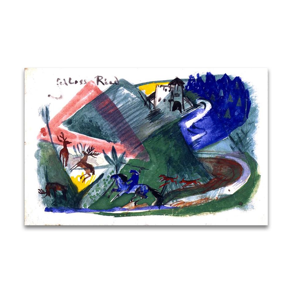 LZ6J8C9 Franz Marc《Ried Castle》Famous Canvas Painting Reproductions.(80x120cm(31.5x47.3in)/Frameless)