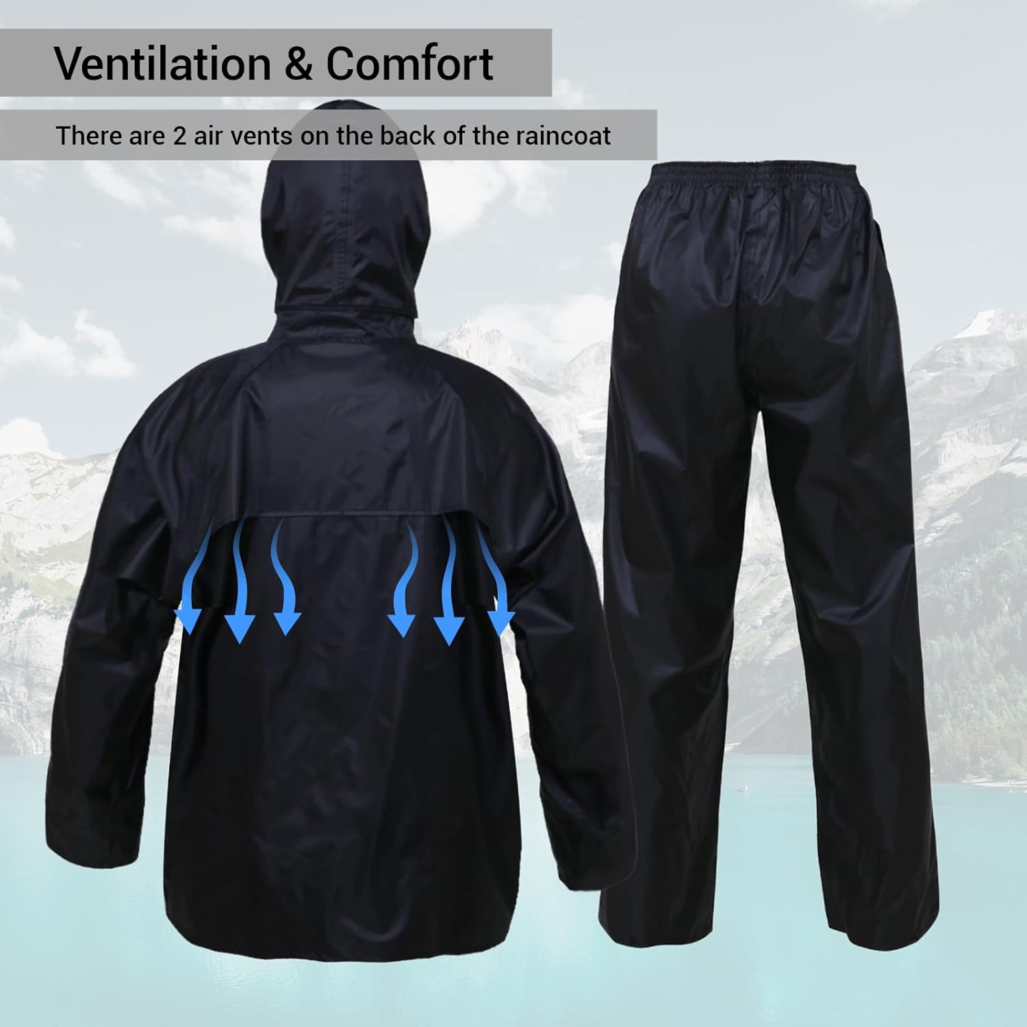 Rizzon Rain Suit Jacket/Trouser for Men Women Waterproof Lightweight Rain Gear for Outdoor Farm Fishing Motorcycle - Image 4