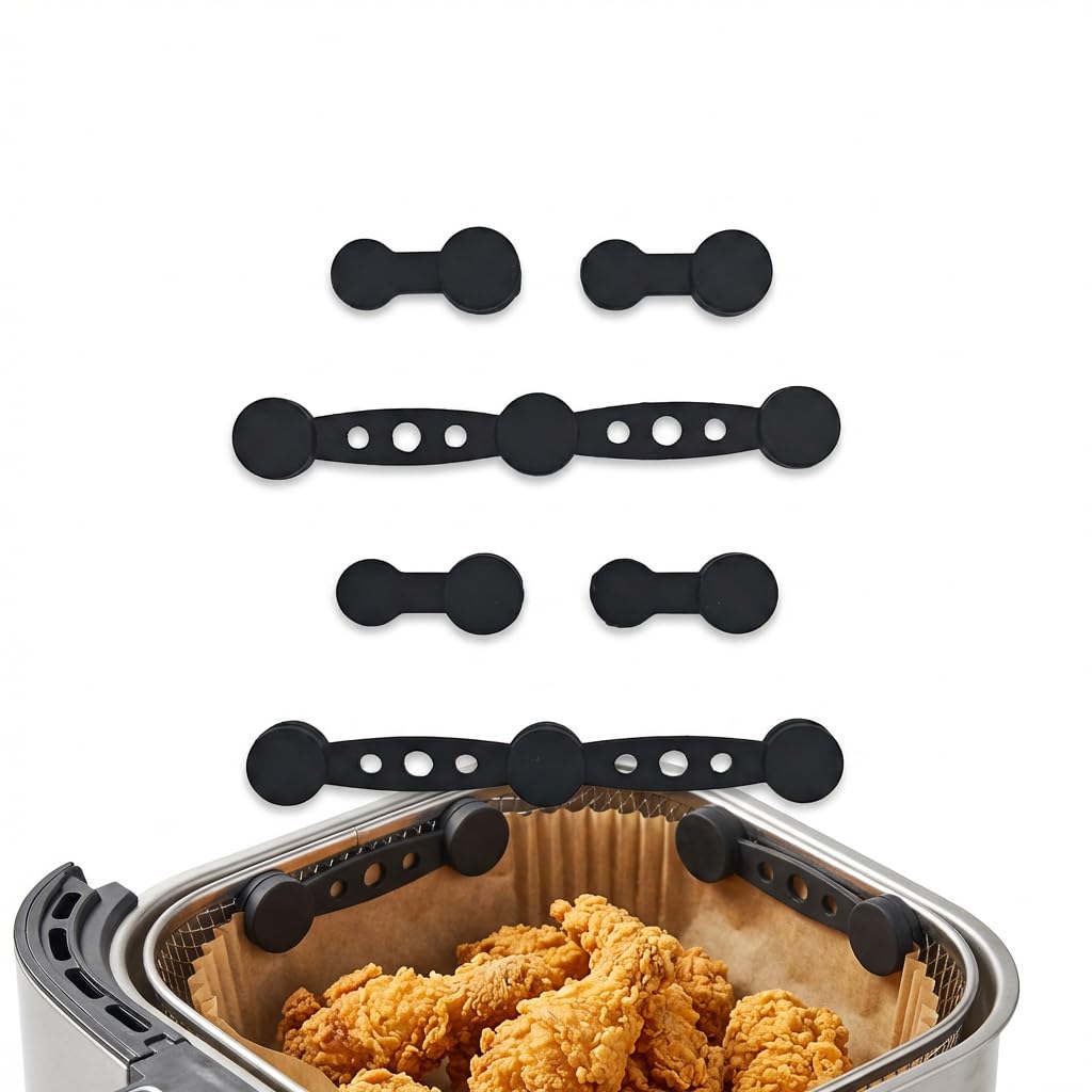Air Fryer Magnets for Parchment Paper,6Pcs Silicone Magnets for Air Fryer Liners, Strong Hold Magnets for Air Fryer Accessories, Reusable Parchment Paper Liners, Essential Air Fryer Accessory