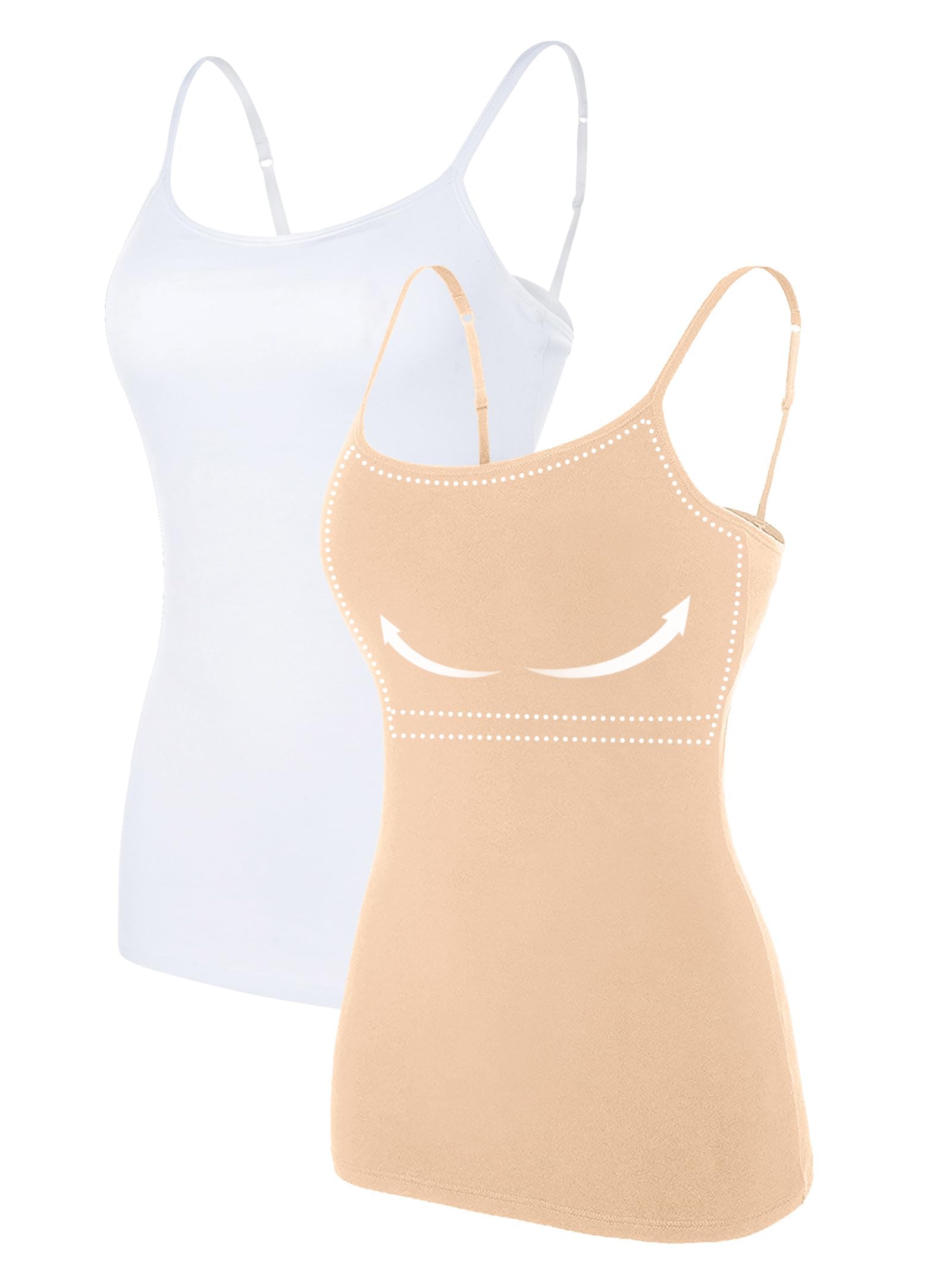 ATTRACO Women's Cotton Camisole Shelf Bra Spaghetti Straps Tank Top