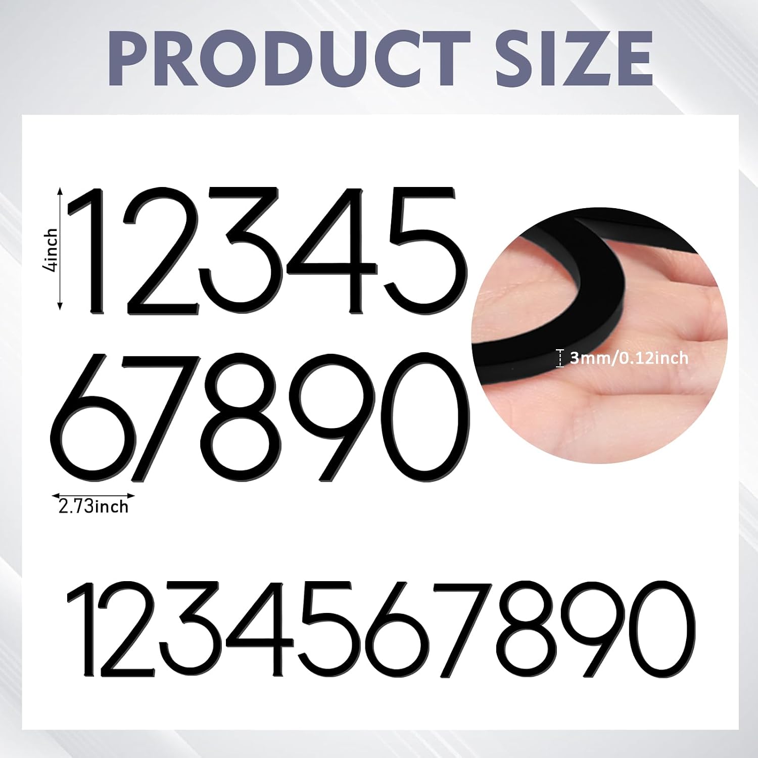 Leinuosen Black 4 Inch Acrylic Mailbox Number 2 Set, Classic Style | Weatherproof, Mailbox Numbers for Outside, House Numbers, Sticky