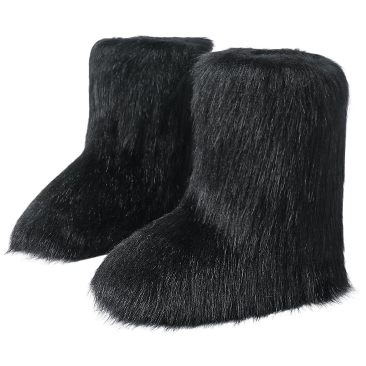 Dufnfn Women's Faux Fur Boots Size 9 - Mid-Calf Winter Snow Boots with Fluffy Lining, Y2K Fashion Warm Shoes for Women