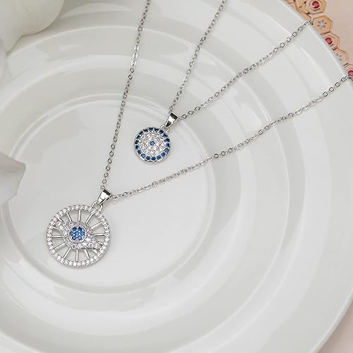 Miniatura 16 de Collar contra el mal de ojo para mujer, chapado en oro de 18 quilates, collar con capas de mal de ojo, hecho a mano, collar de protección ajustable