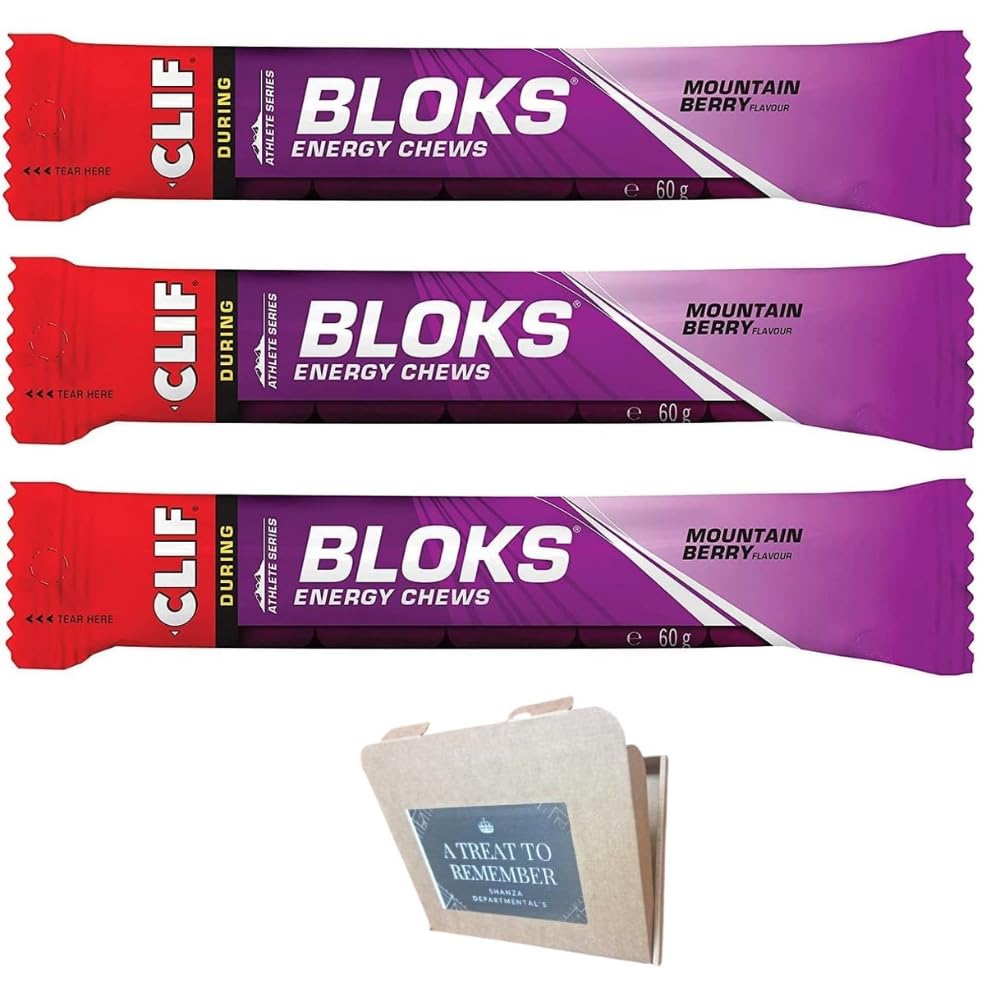 Clif Shot Bloks Electrolyte Mountain Berry Flavour Chews 60 g (Pack of 3)