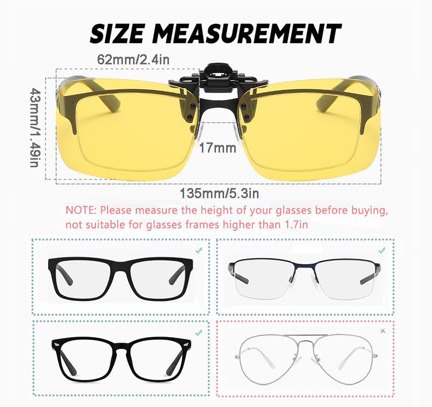 2 Pack Clip On Night Driving Glasses - Polarized Anti Glare Flip Up Sunglasses for Prescription Night Driving2