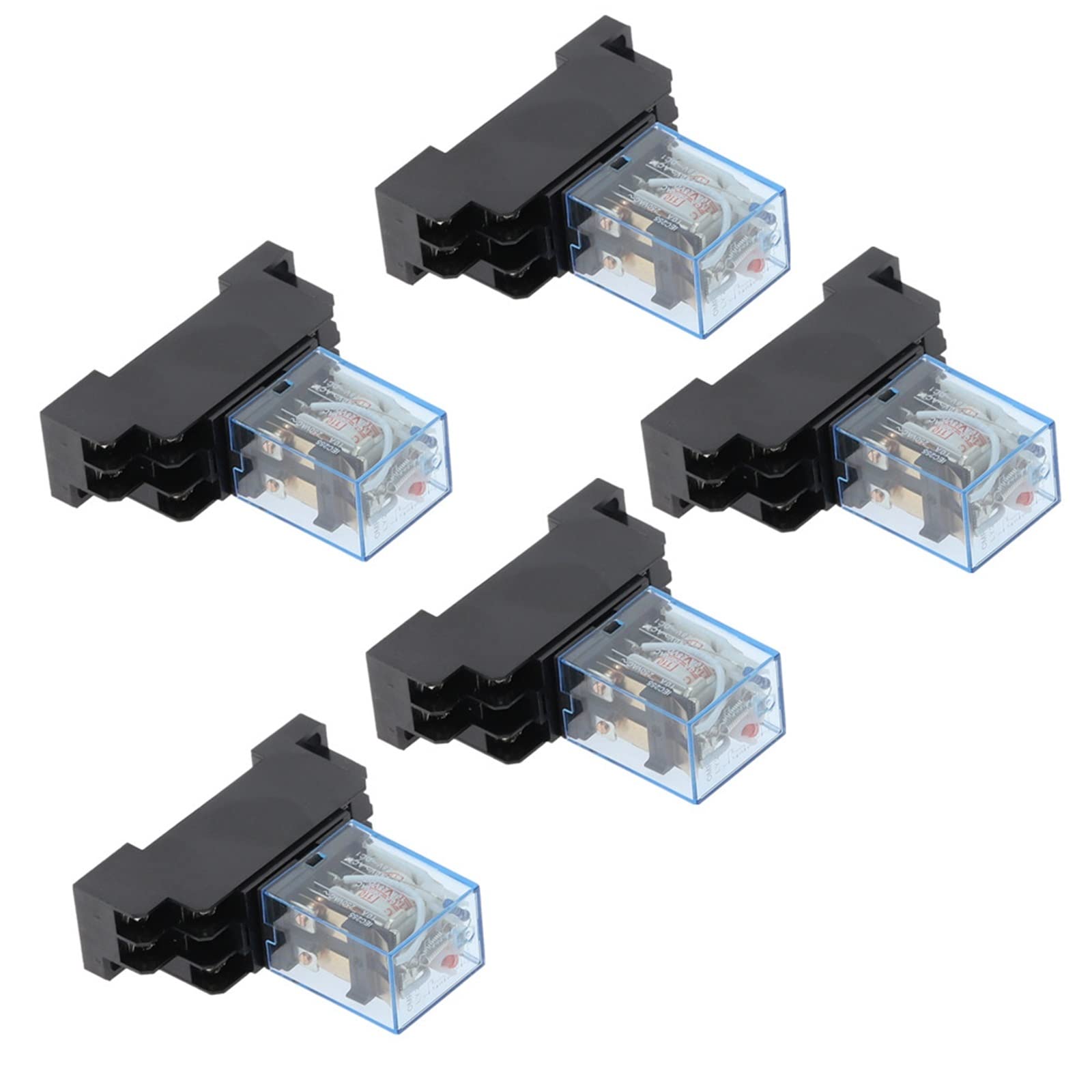 AERBNYEQP 5set 12V 24V 36V 110V 220V 10A Coil Power Relay DPDT HH62P HHC68A-2Z with Socket Base