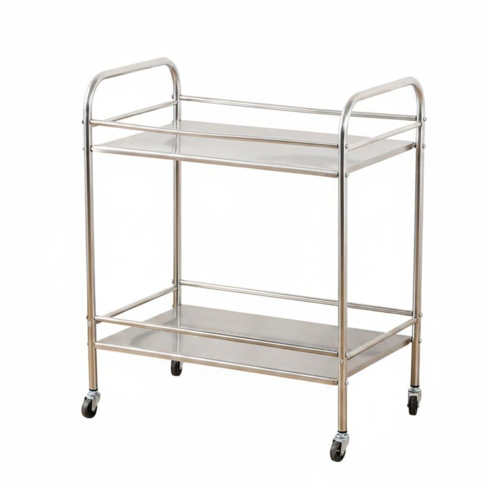 Carrello da Cucina in Acciaio Inox Multiuso Carrello Cucina in Acciaio Inox Alta Portata Organizzazione Casa, Carrello A Due Ripiani Con Quattro Sponde In Acciaio Inossidabile 50x40x71 Cm