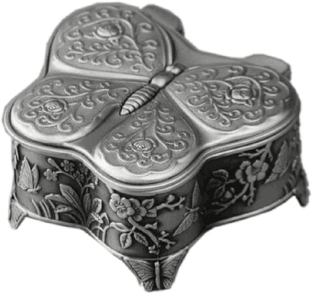 Cuzit Antique Vintage Emboss Music Box Metal Butterfly European Embossed Art Musical Box Hand Crank Mini Musicbox For Home Decor, Office Decor, Birthday Gift