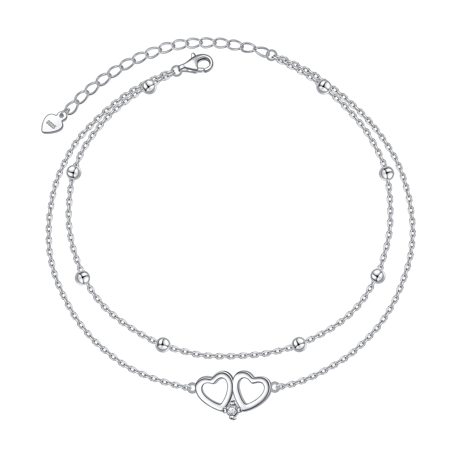 Cadena de pie ajustable con cuentas de doble capa y detalles de joyería de verano 8