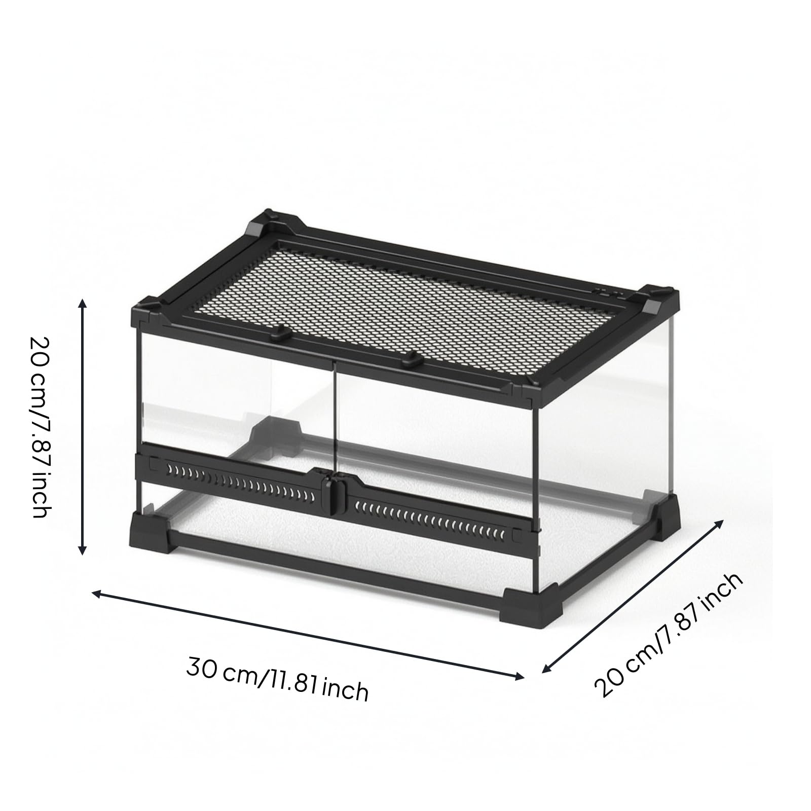 rockible Terrario con Puertas Frontales Ventilado Terrario Resistente Recipiente para Casa, 30 20 20cm