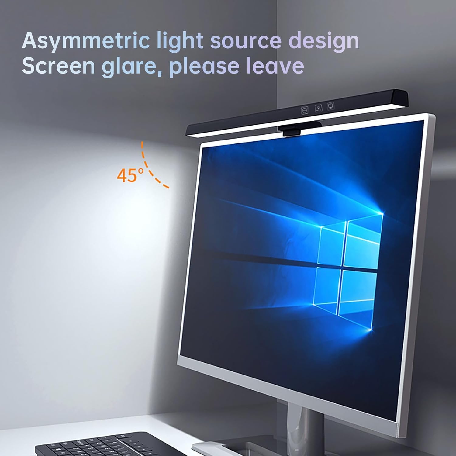 Barra de luz para monitor con retroiluminación RGB, lámpara de pantalla LED para computadora para cuidado de los ojos, fuente de luz dual alimentada por USB con control táctil, monitor de 6