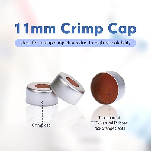 Miniatura 3 de ALWSCI Viales de muestreo automático de 0.1 fl oz, viales transparentes de cuello crimpado ND11, vial GC HPLC de apertura ancha con graduación,