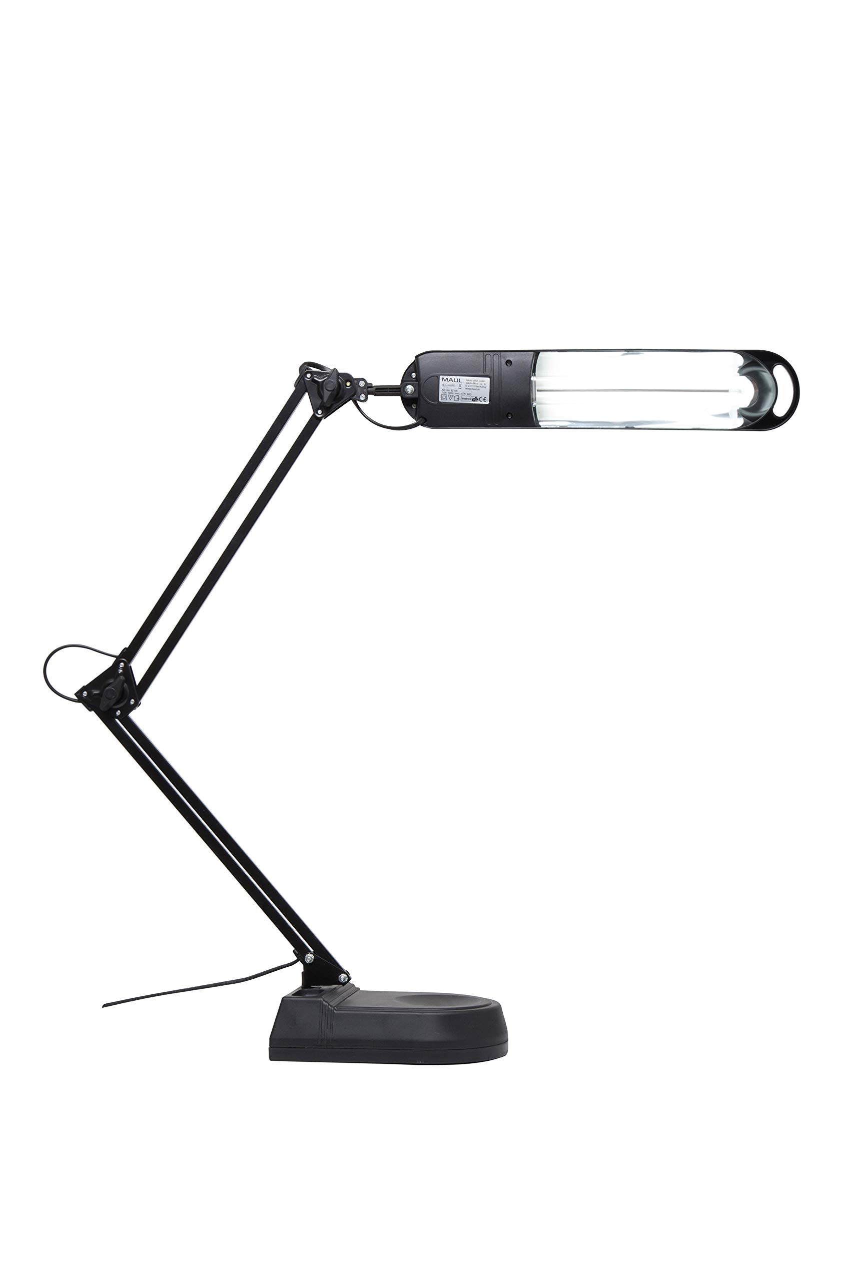 Maulatlantic Schreibtischlampe, Energiespar-Leuchte, Standfuß, 1700 Lux, 6500 Kelvin, 11 W, GS-geprüft, schwarz, 8213690 [Energieklasse A]