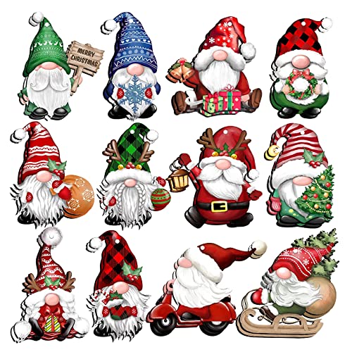 Vefungyan Christmas Decorations Gnome Wooden Ornaments: 24 Pieces...