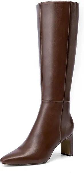 DREAM PAIRS Knee High Boots Women Chunky Block Heel Square Toe Side Zipper Tall Boots for Women