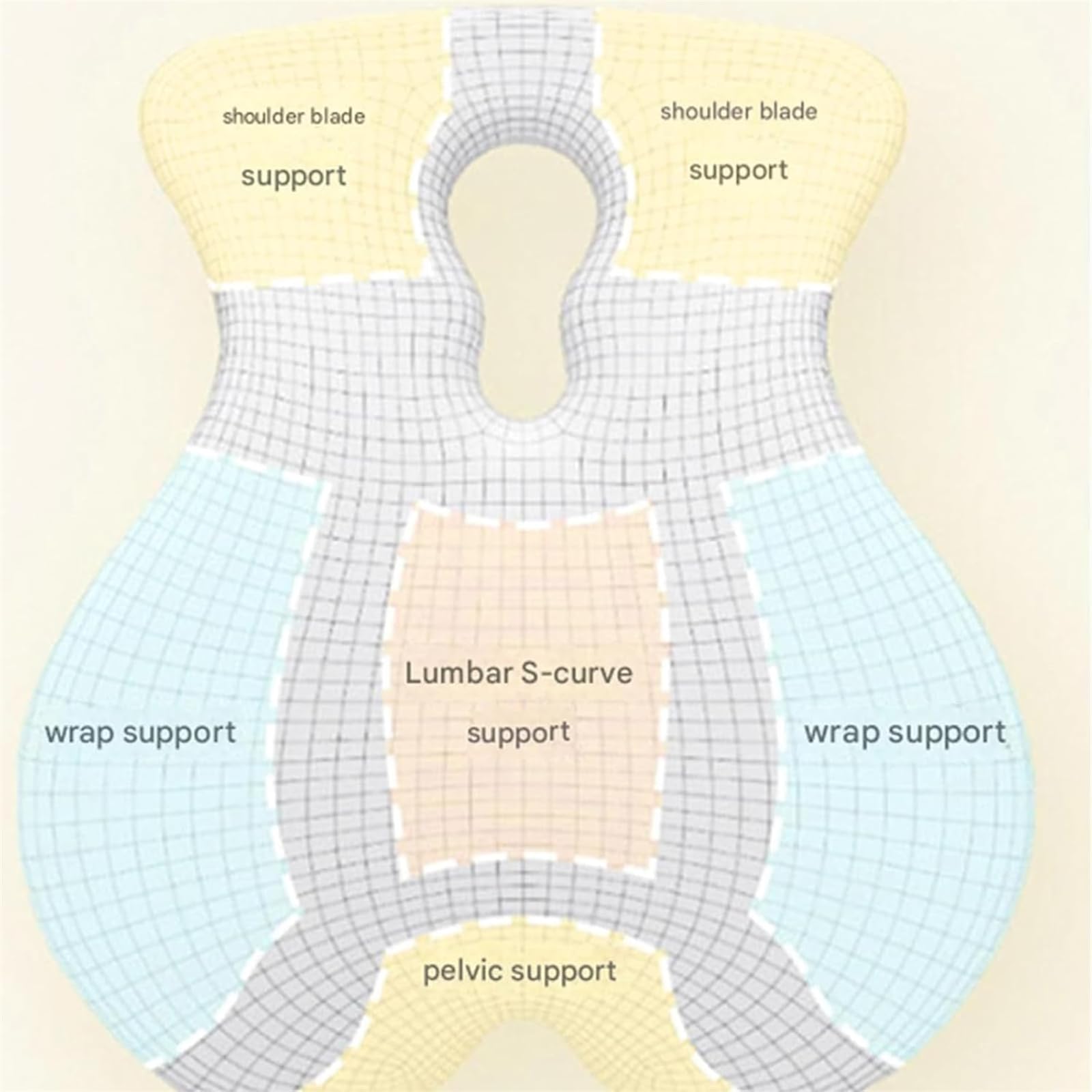 Generisch Lumbraze Lumbar Support Cushion, Memory Foam Ergonomic Back Pillow with Adjustable Strap Breathable Washable Cover for Office, Car & Gaming Seats (Blau)