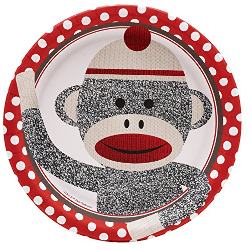 Birthday Express Sock Monkey Party Supplies - Dinner Plates (8)