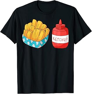 Papas fritas Salsa de tomate Ketchup Fast Food Camiseta