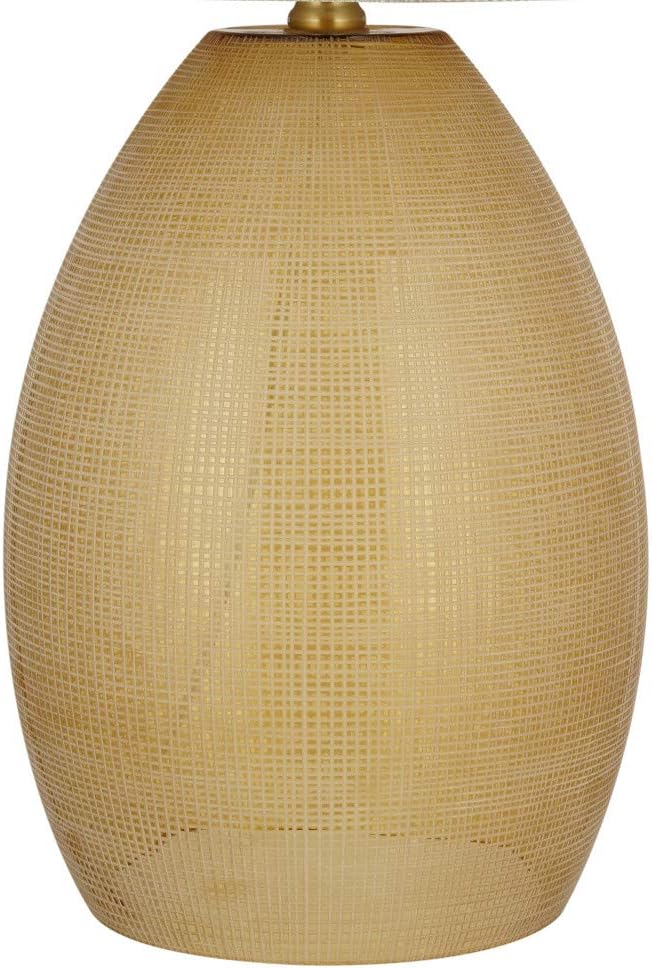 Get Cheap Price Catalina 22093-000 Contemporary Linen Etched Glass Gourd Table Lamp with Champagne Accents, 24, Cornstalk Yellow