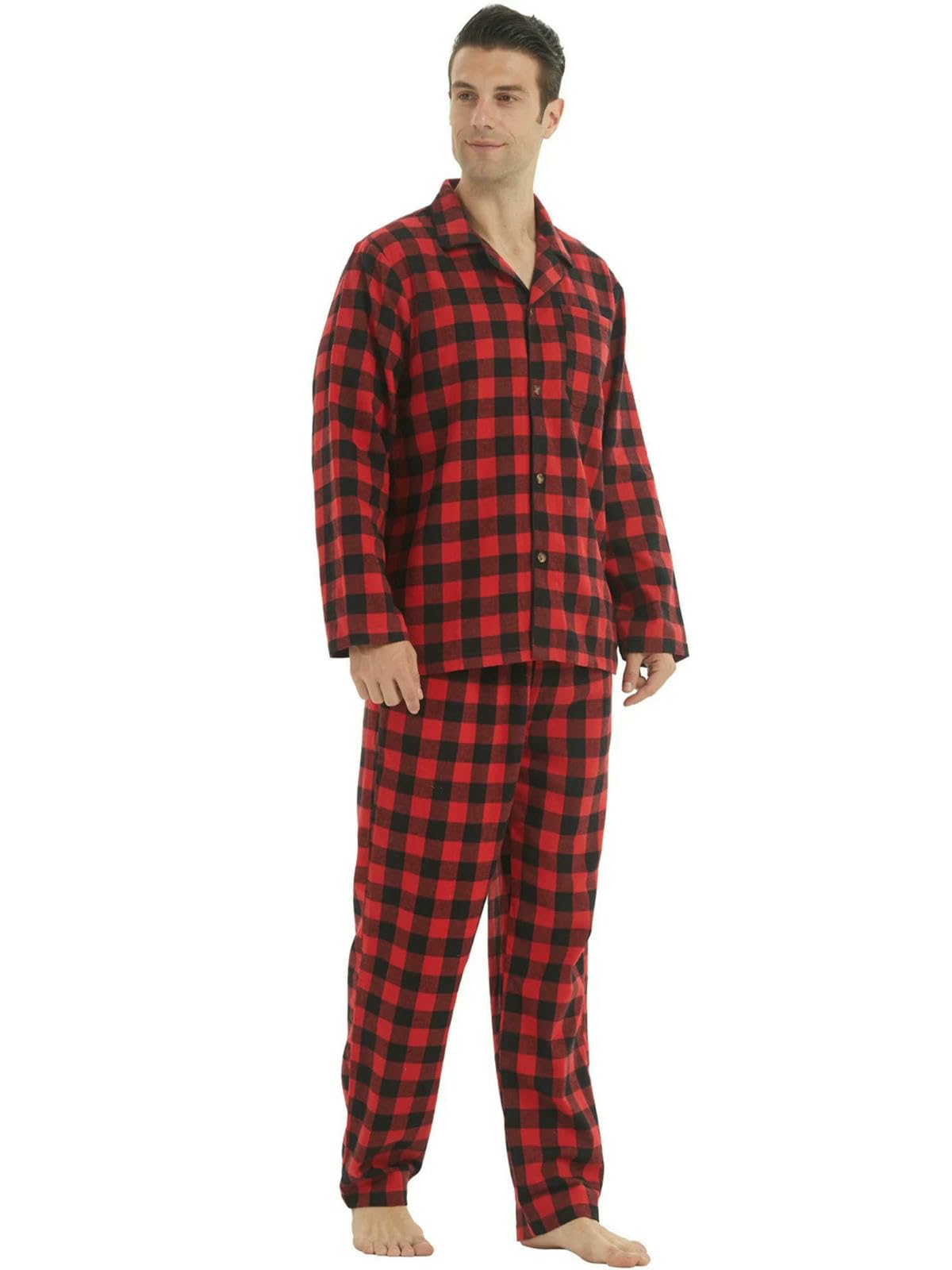 Piżama męska flanelowa, zestaw w kratkę, bawełniana bielizna nocna, ciepła miękka bielizna nocna, wygodna bielizna nocna, niebieska pled, XL