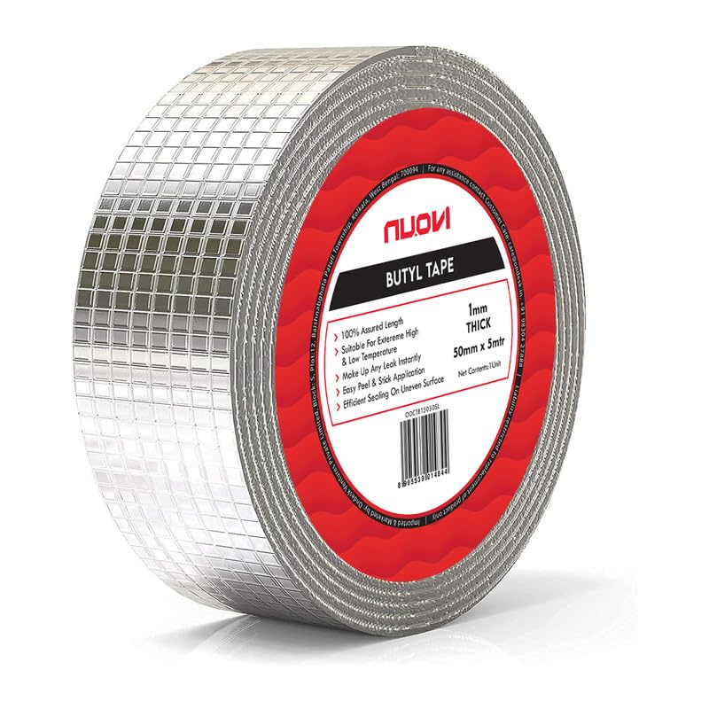 NUOVI Cinta de butilo | 50 metros de largo x 50 mm de ancho | Cinta adhesiva impermeable súper fuerte | Perfecta para fugas en el techo, superficie de grietas, espacio de sellado y fugas del tanque