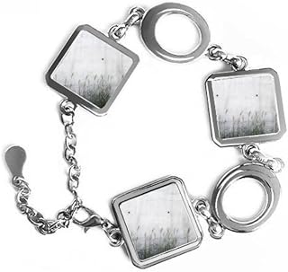 Negro Color Blanco Mental placa con Reed decorativa literatura ilustración patrón de forma cuadrada de metal pulsera amor Regalos Joyería con cadena decoración