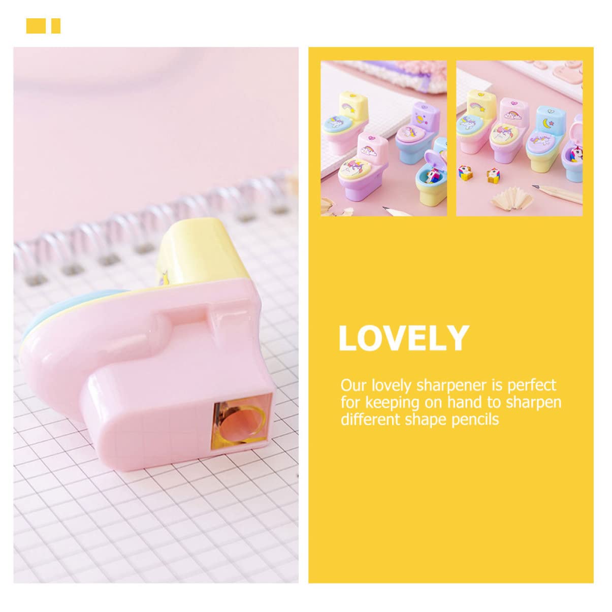 SHINEOFI 4 Sätze Briefpapier Stationery Cute Pencil Sharpener Bleistift Anspitzer Tragbarer Kinderspitzer Entzückender Kinderspitzer Plastik 12 Stück * 4