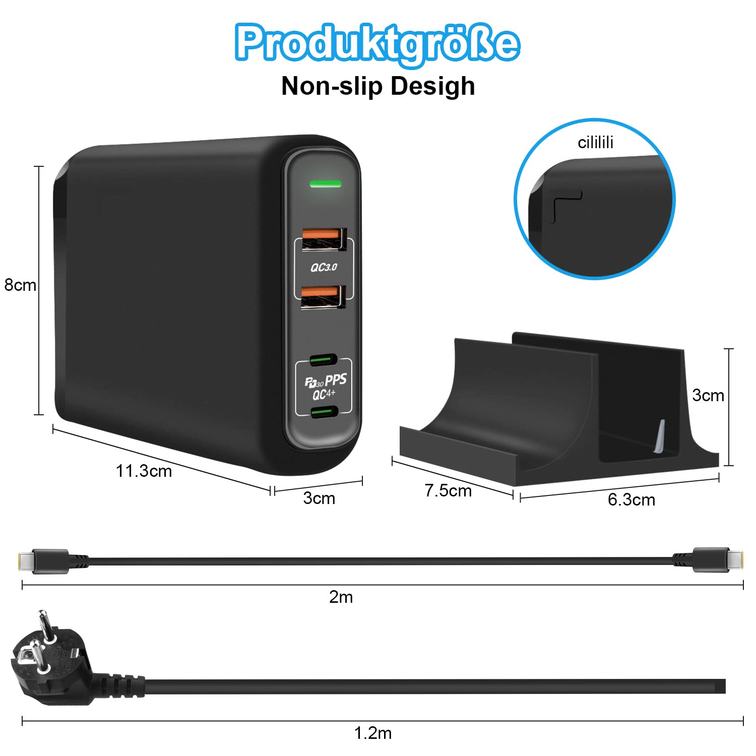 Caricabatterie USB C, Cshare 150 W 4 porte USB C 100W PD 3.0 PPS QC 3.0 Alimentatore rapido compatibile con MacBook Pro/Air, Phone 13 Pro Max Dell XPS 15 HP Spectre Google Pixel 6 Pro Laptop