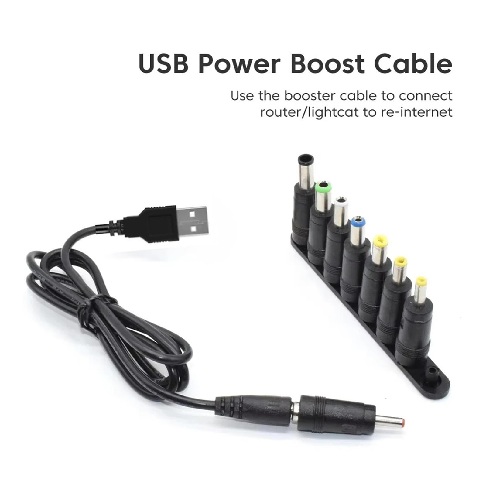 Adaptador USB DC Boost 5V-12V 8 cable de carga enrutador ventilador altavoz