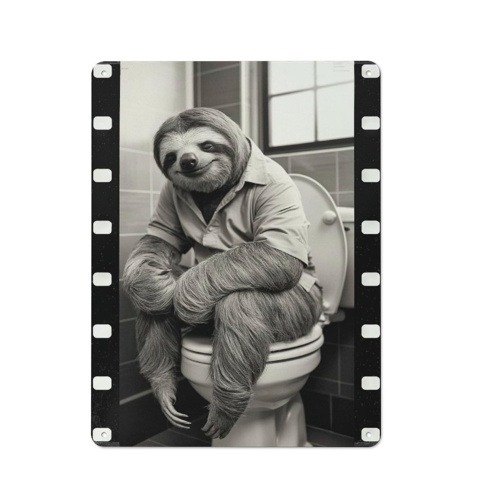 Junmoney Sloth Toilet Rustic Tin Wall Plaque 40X30cm Featuring For Pub Or Café, A Decorative Christmas Gift For Café Interior Fans
