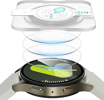 3 Pack for Samsung Galaxy Watch 7 44mm Screen Protector with Auto-Alignment Installation Kit Accessories, Anti Scratch, Bubble Free HD Tempered Glass Protective Film for Galaxy Watch 7