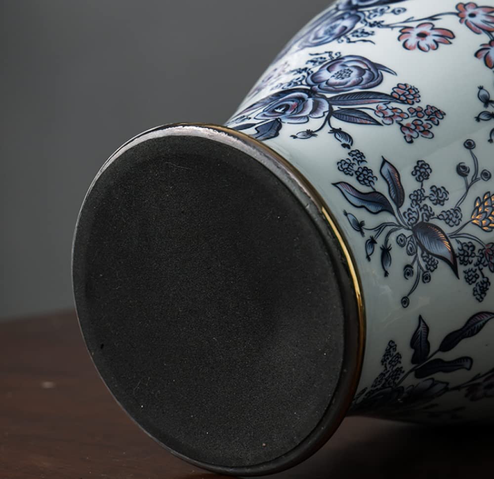 Jarrón de cerámica Chino, jarrón Chino Grande Blanco, jarrón de Flores de Porcelana, jarrones de cerámica Antiguos Chinos, jarrón Decorativo Tradicional-A High 37 cm