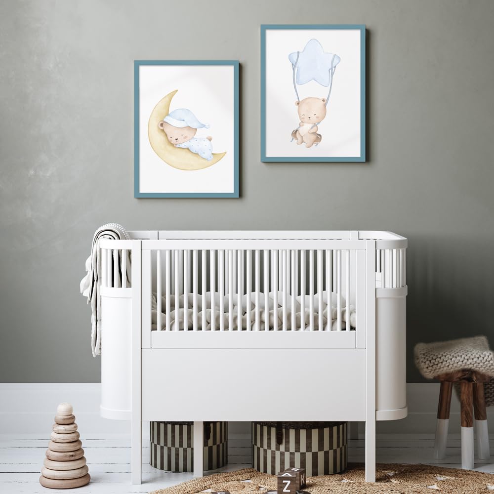WANDStyle cornice per la camera dei bambini, per i disegni, 18x24 cm, moderno cornice in legno blu chiaro, Made in Germany - H950