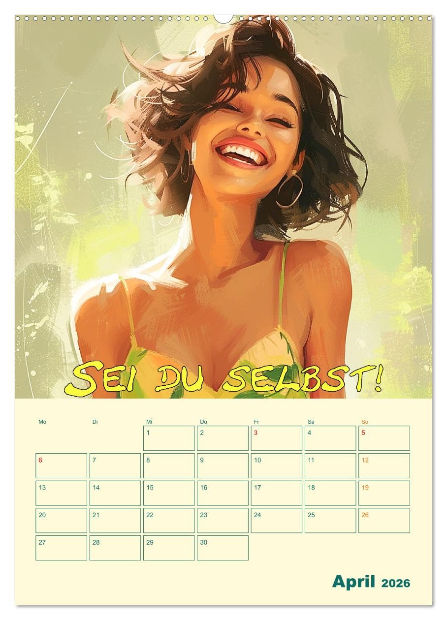 Liebe das Leben! Mit Affirmationen glücklich durch das Jahr! (Wandkalender 2026 DIN A2 hoch), CALVENDO Monatskalender: Mit positiver Lebenseinstellung ... auf die Sprünge helfen (CALVENDO Gesundheit)