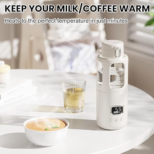 Miniatura 5 de Dollox Calentador de botellas portátil para viajes, 12 onzas, gran capacidad, calentador de agua portátil para bebés, leche materna, leche, 10000