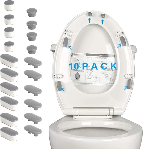 10 parachoques de asiento de inodoro, tapa de inodoro universal para asiento de inodoro, parachoques de goma cada uno con 2 almohadillas de TPE de