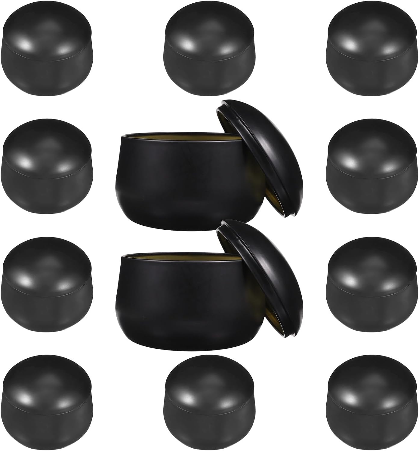 12pcs 8oz Black Tinplate Belly Candle Tins Small Metal Scented Candle Jars Storage Containers for Travel and Home Aromatherapy