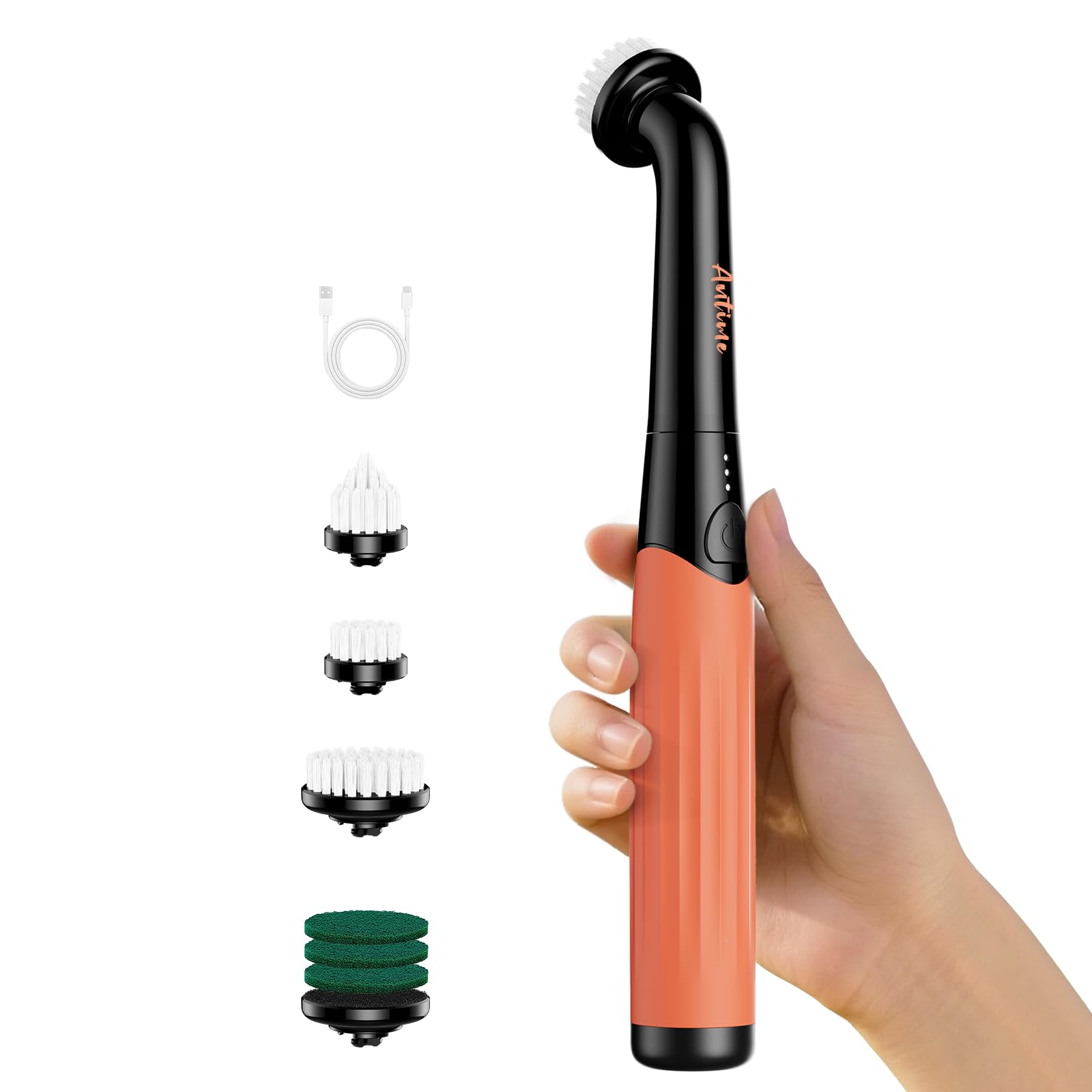 Rechargeable Electric Grout Brush, Upgraded Cordless Power Scrubber Kit, Waterproof Cleaning Brush & 6 Replacement Heads for Bathroom, Kithchen, Tub, Grout, Crevice