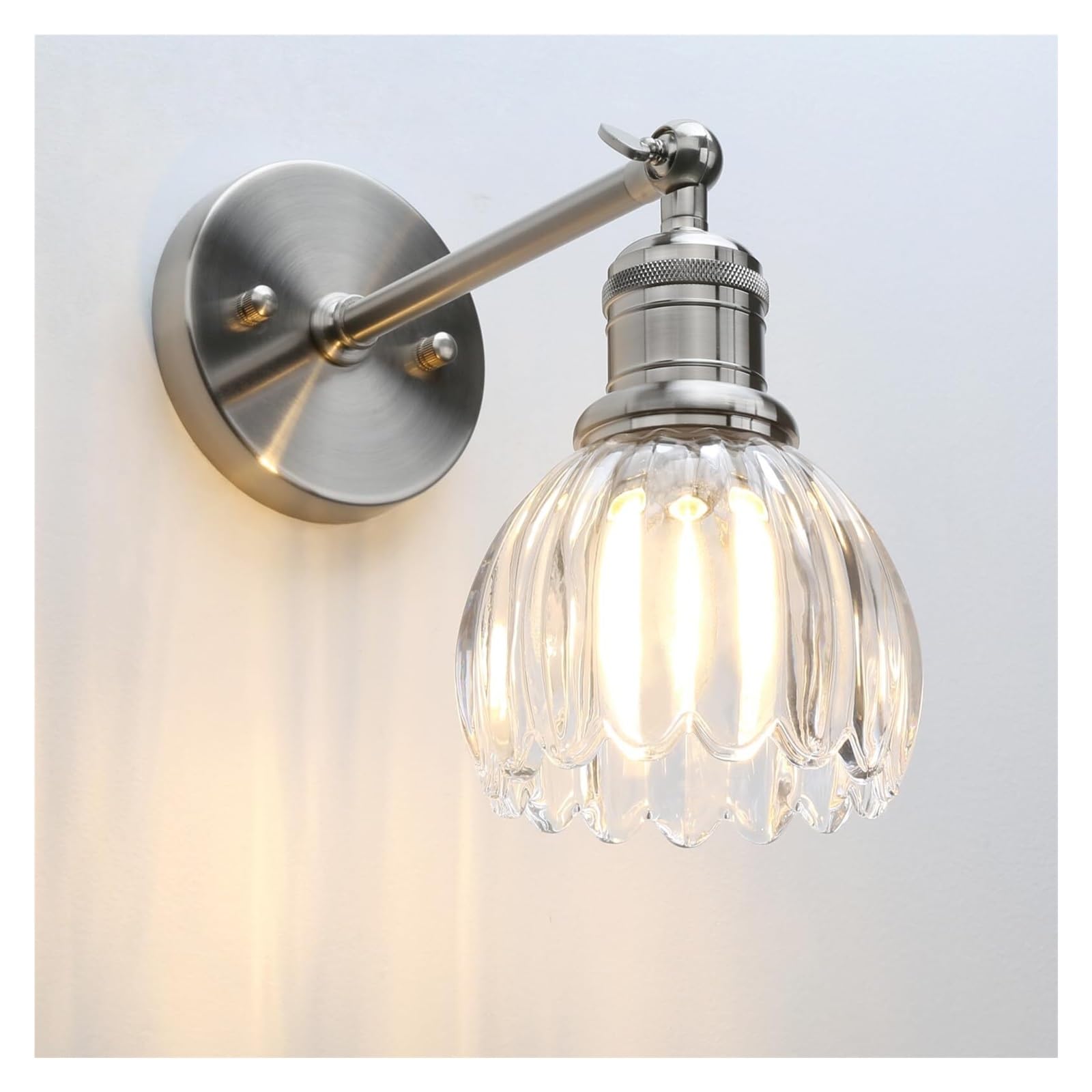 HUAYUSEDF Industrial Wall Sconce Light with Tulip Glass Lampshade,Vintage Lamp for Kitchen Bedside Bedroom Living Room Doorway(B)(B)